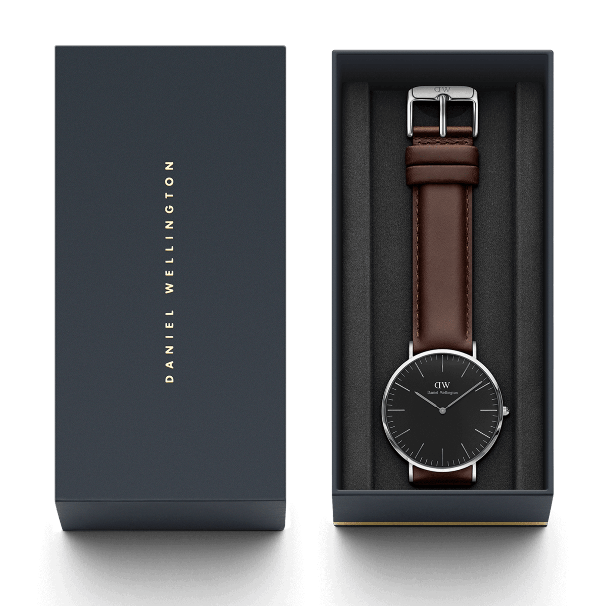 Daniel Wellington Classic Bristol Black Dial Brown Leather Strap Watch For Men - DW00100143