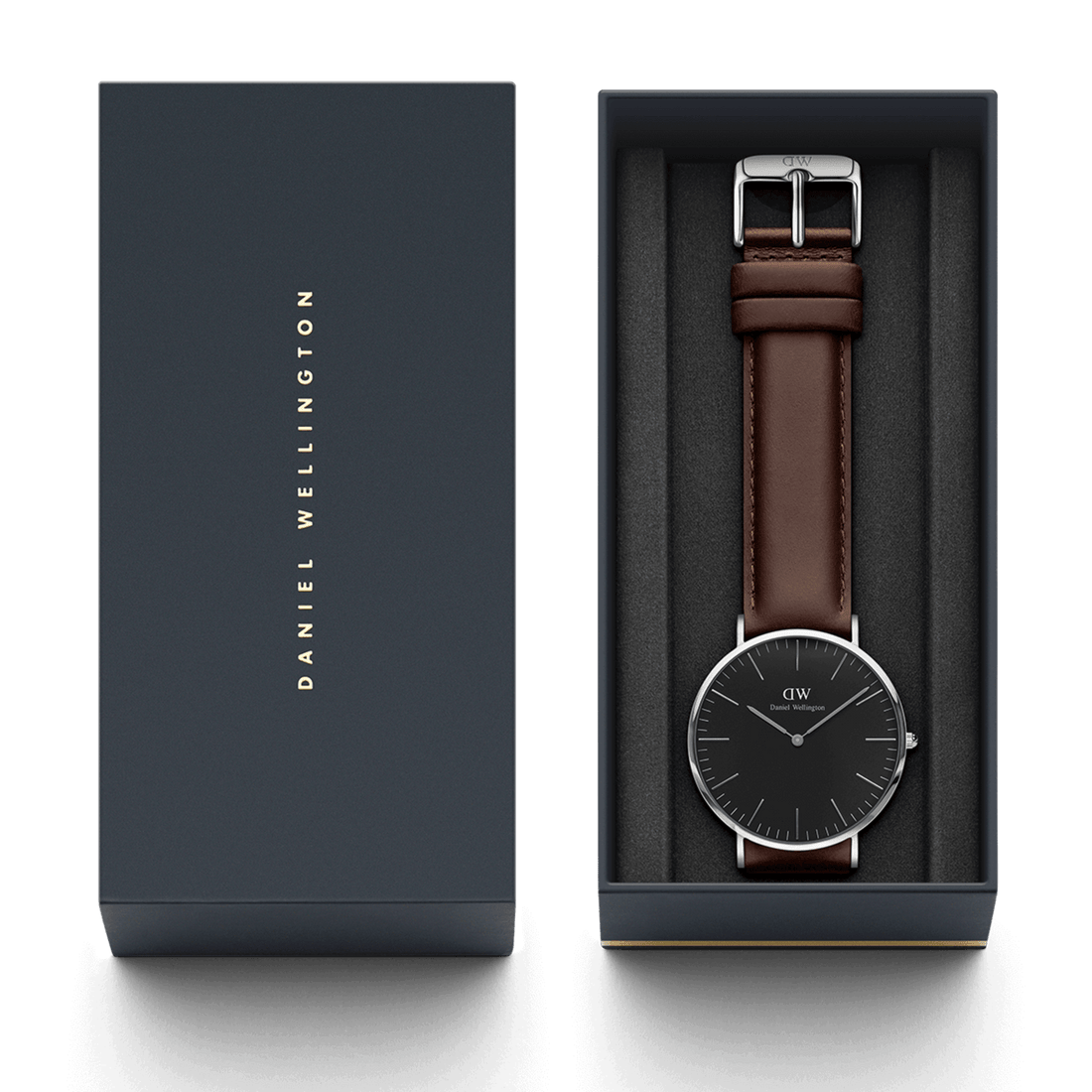 Daniel Wellington Classic Bristol Black Dial Brown Leather Strap Watch For Men - DW00100143