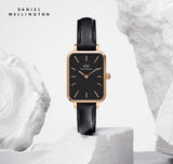 Daniel Wellington Quadro Sheffield Black Dial Black Leather Strap Watch For Women - DW00100435