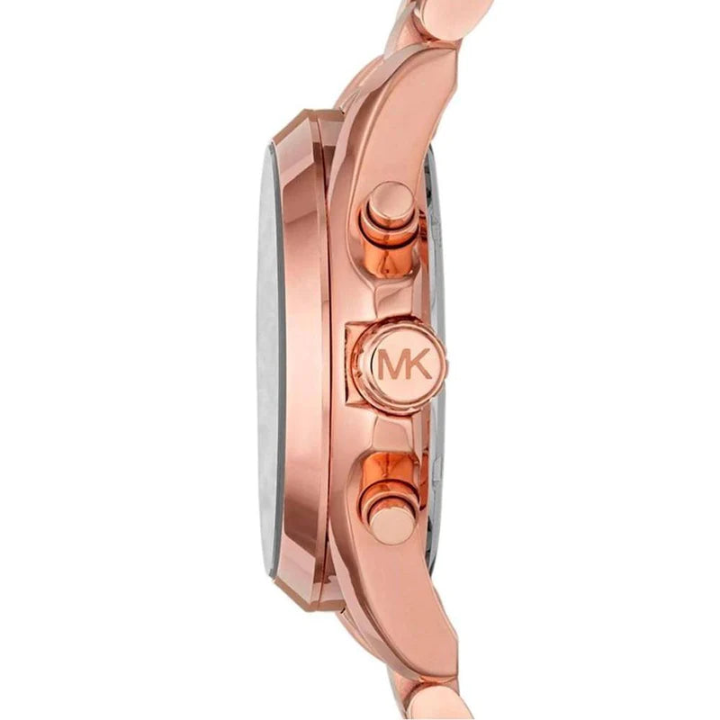 Michael Kors Bradshaw Quartz Blue Dial Rose Gold Steel Strap Watch For Women - MK5951