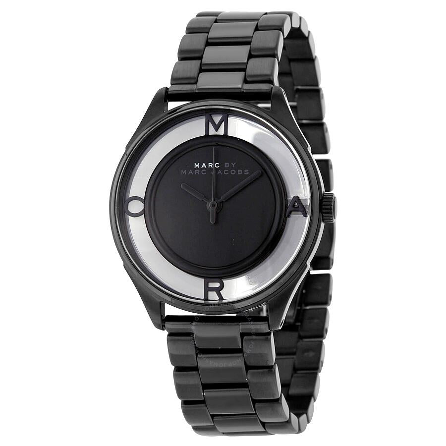 Marc Jacobs Tether Transparent Black Dial Black Steel Strap Watch for Women - MBM3415