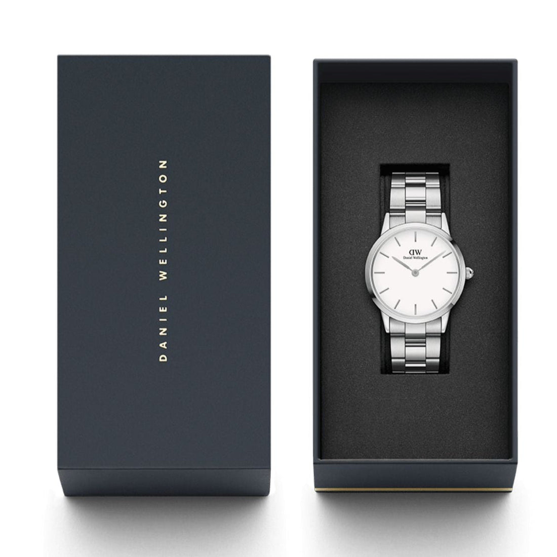 Daniel Wellington Iconic Link White Dial Silver Steel Strap Watch For Women - DW00100207