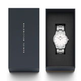 Daniel Wellington Iconic Link White Dial Silver Steel Strap Watch For Women - DW00100207