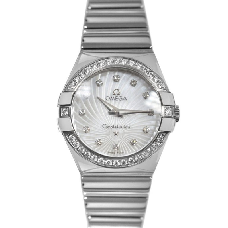 Omega Constellation Quartz Diamonds Silver Dial Silver Steel Strap Watch for Women - 123.15.27.60.55.004