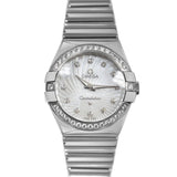 Omega Constellation Quartz Diamonds Silver Dial Silver Steel Strap Watch for Women - 123.15.27.60.55.004