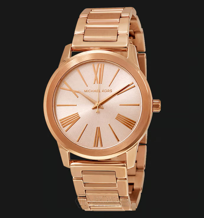 Michael Kors Hartman Rose Gold Dial Rose Gold Steel Strap Watch For Women - MK3491