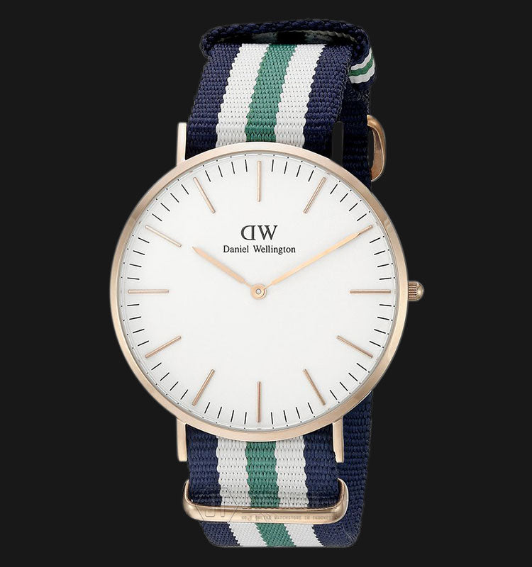 Daniel Wellington Classic Nottingham White Dial Two Tone NATO Strap Watch For Men - 0108DW