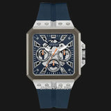 Guess Leo Chronograph Navy Blue Dial Blue Silicone Strap Watch For Men - GW0637G1