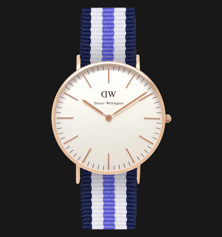 Daniel Wellington Classic Trinity White Dial Three Tone Nylon Strap Watch For Women - 0509DW