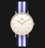 Daniel Wellington Classic Trinity White Dial Three Tone Nylon Strap Watch For Women - 0509DW