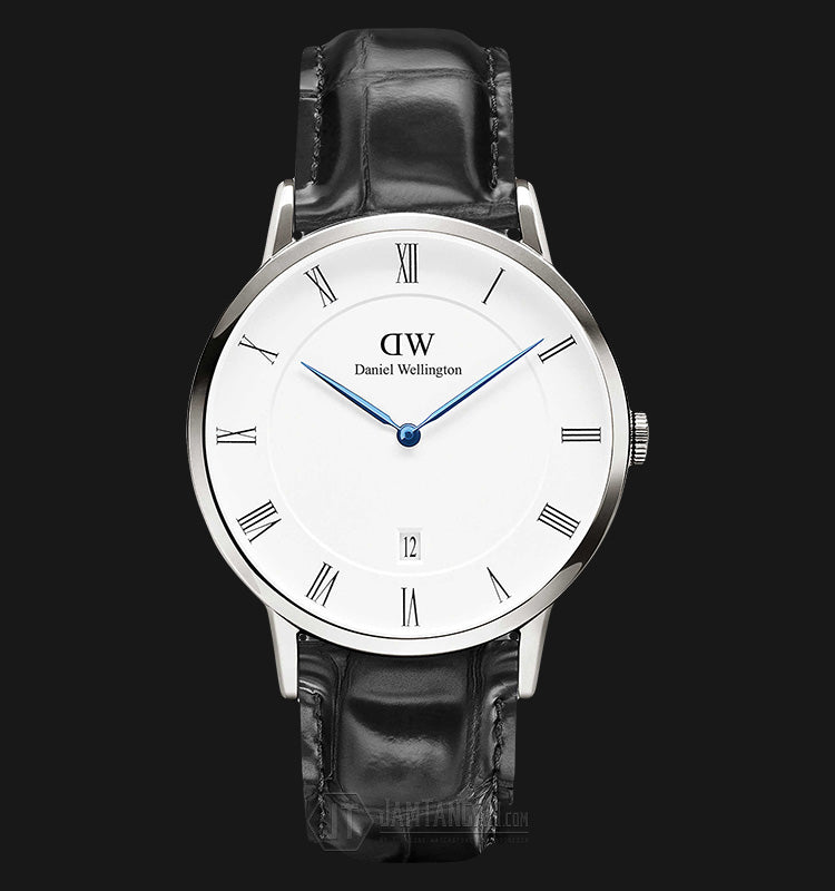 Daniel Wellington Dapper Reading White Dial Black Leather Strap Watch For Men - DW00100108
