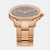 Daniel Wellington Iconic Link Black Dial Rose Gold Steel Strap Watch for Women - DW00100210