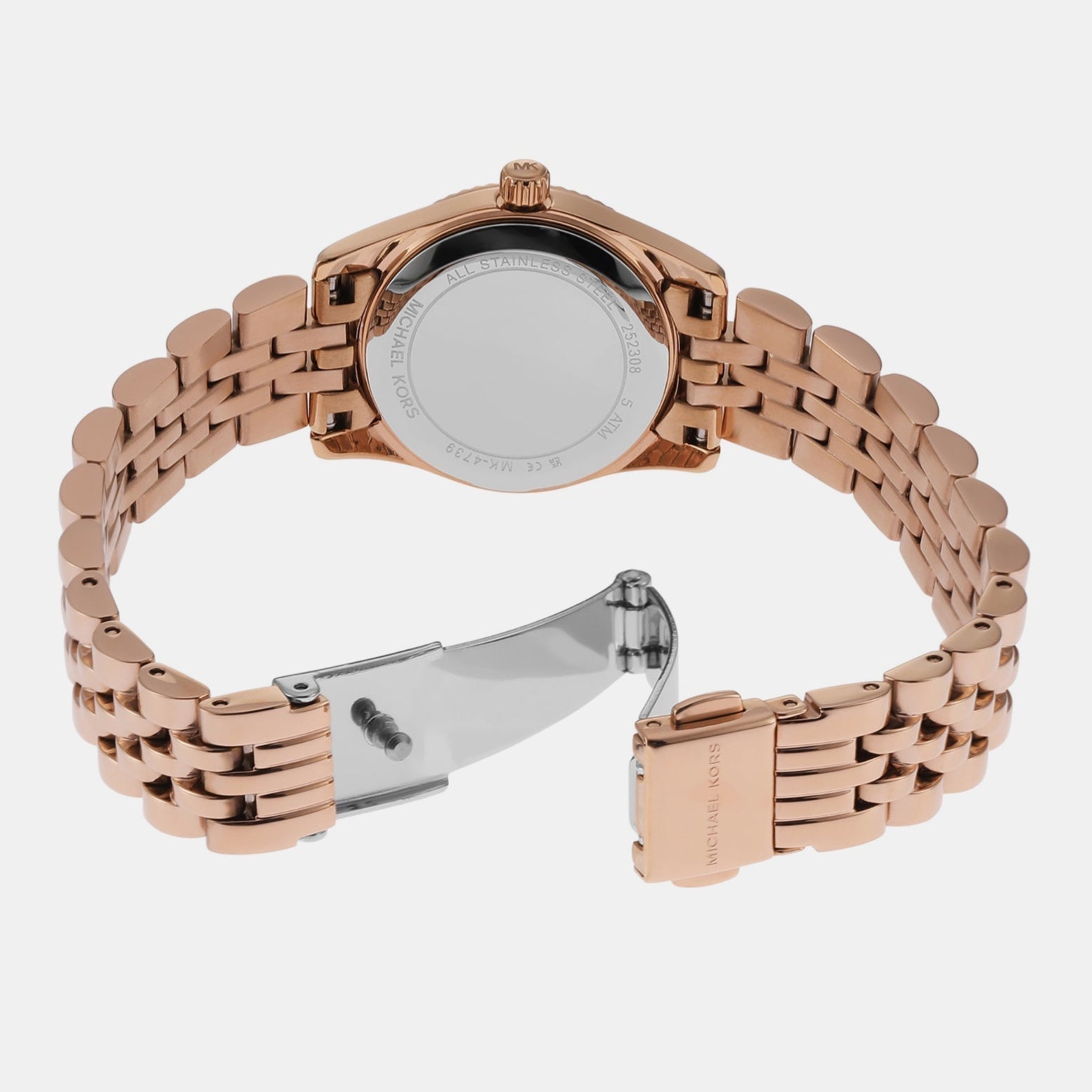 Michael Kors Lexington Three Hand Rose Gold Dial Rose Gold Steel Strap Watch For Women - MK4739