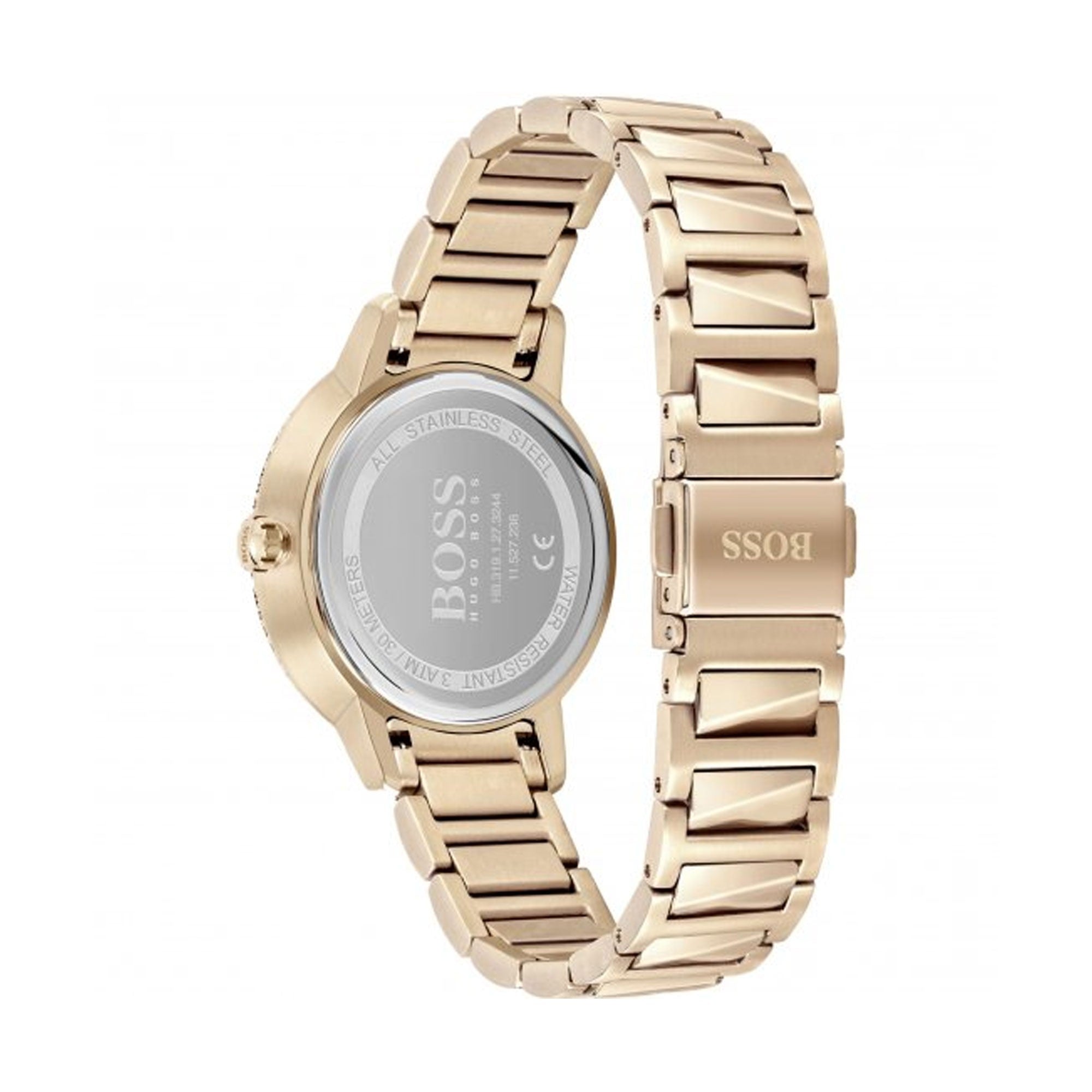 Hugo Boss Signature Gold Dial Gold Stainless Steel Strap Watch for Women - 1502540