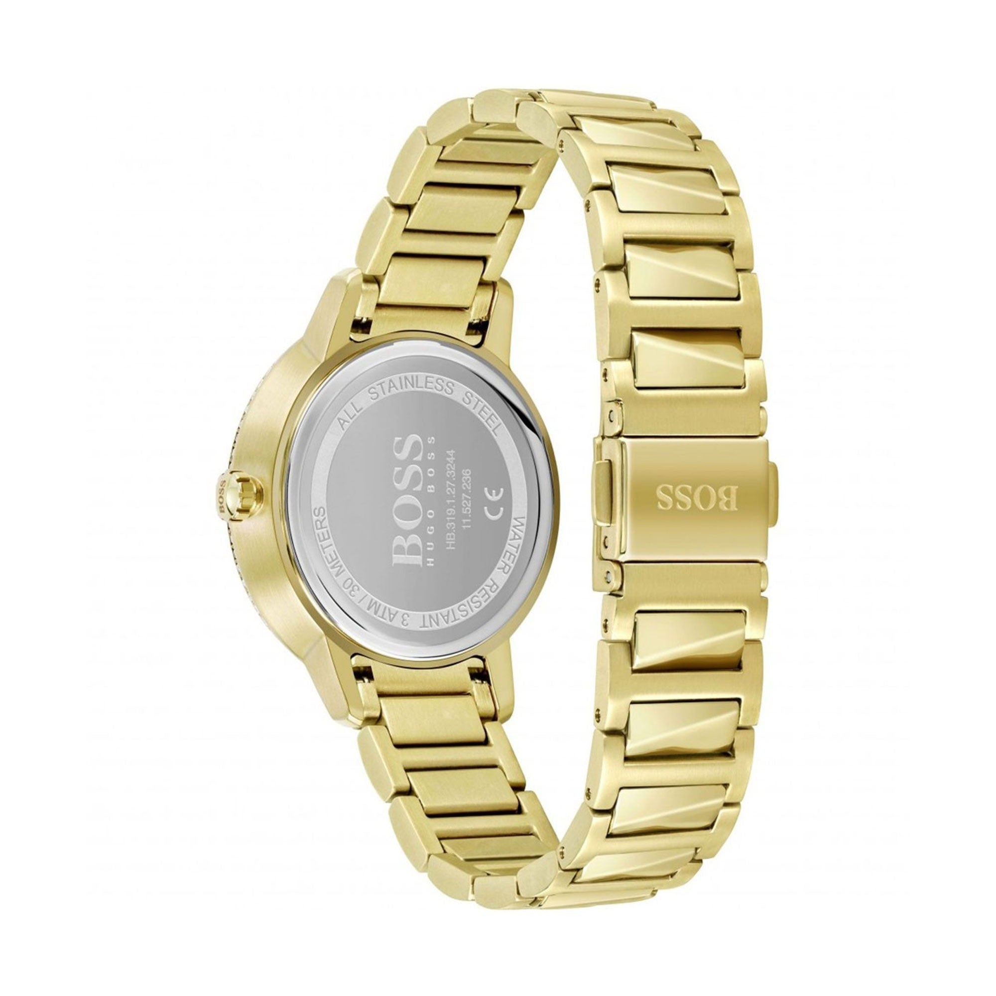 Hugo Boss Signature Gold Dial Gold Steel Strap Watch for Women - 1502541