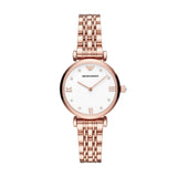 Emporio Armani Gianni T-Bar Quartz White Dial Rose Gold Steel Strap Watch For Women - AR11267