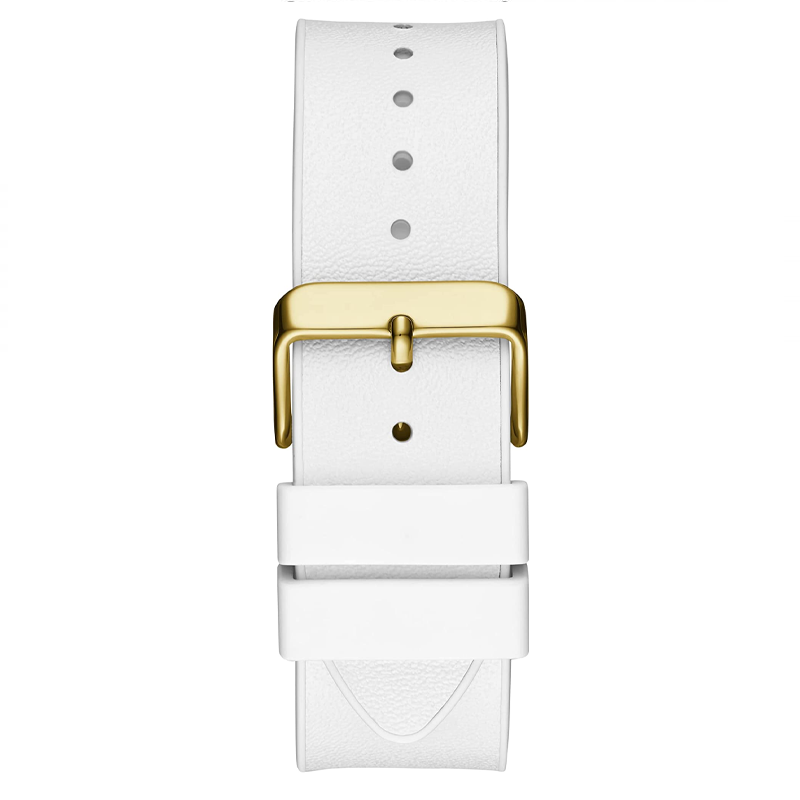 Guess Phoenix Multifunction Gold Dial White Leather Strap Watch for Men - GW0202G6