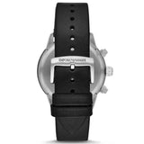 Emporio Armani Mario Chronograph Black Dial Black Leather Strap Watch For Men - AR11243
