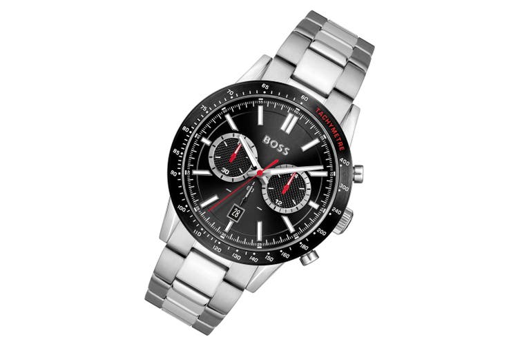 Hugo Boss Allure Chronograph Black Dial Silver Steel Strap Watch for Men - 1513922