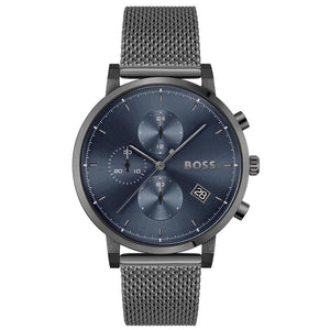Hugo Boss Skymaster Chronograph Grey Dial Grey Mesh Bracelet Watch for Men  - 1513934