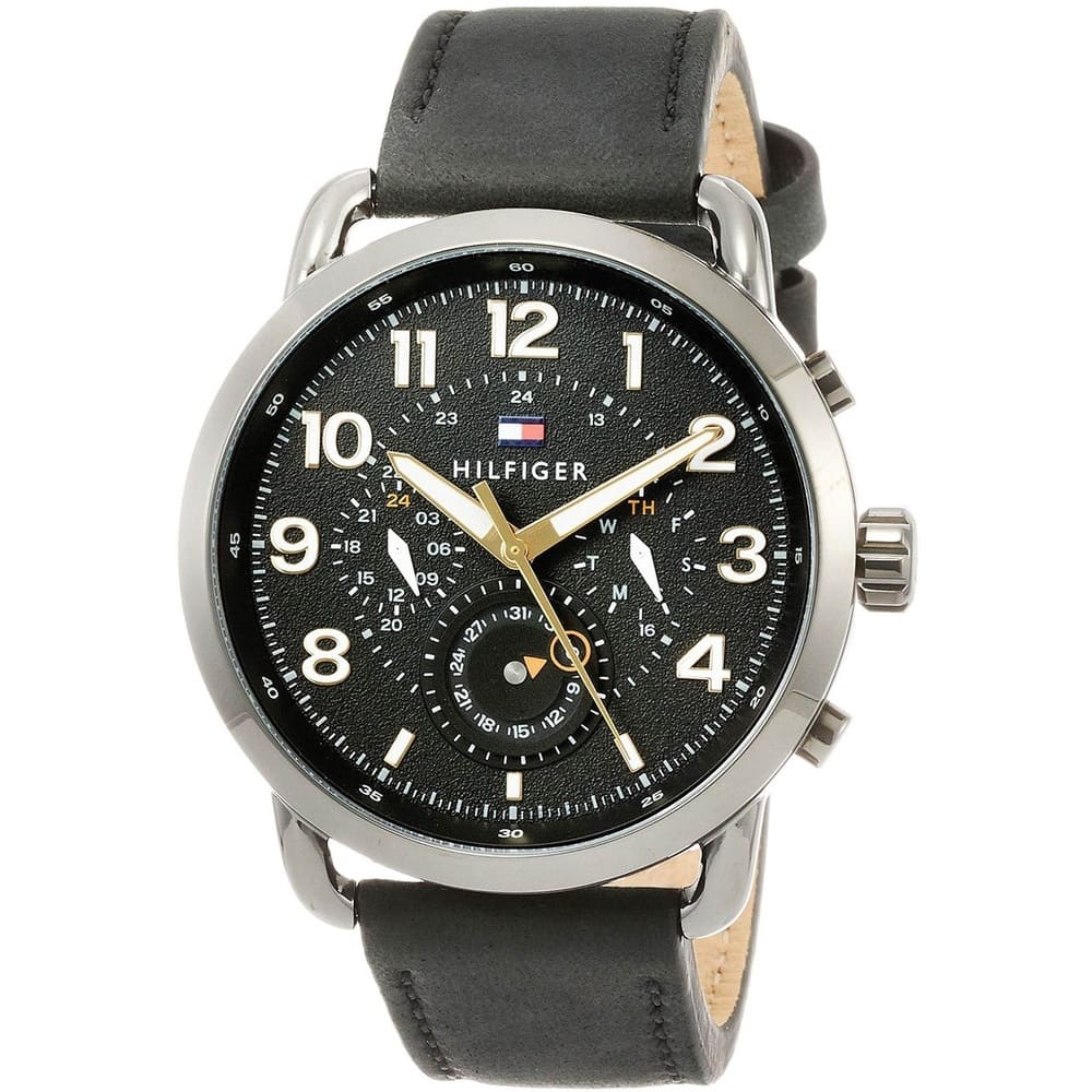 Tommy Hilfiger Briggs Black Dial Black Leather Strap Watch for Men - 1791426
