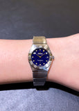 Omega Constellation Manhattan Quartz Diamonds Blue Dial Silver Steel Strap Watch for Women - 131.10.25.60.53.001