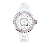 Chanel J12 Sapphire Bezel Ceramic White Dial White Steel Strap Watch for Women - J12 H2010