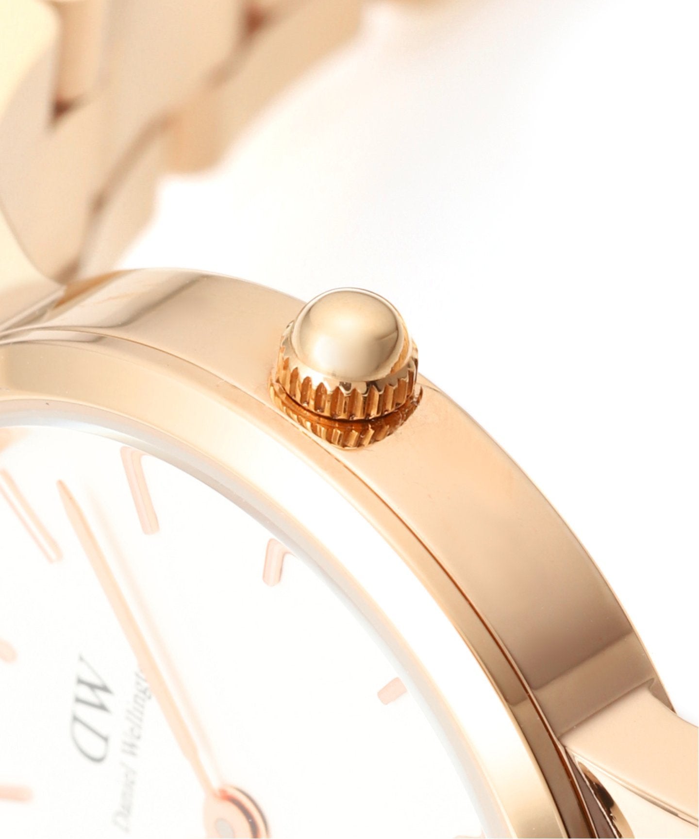 Daniel Wellington Iconic Link White Dial Rose Gold Steel Strap Watch for Women - DW00100213