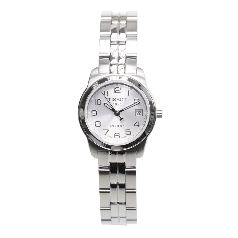 Tissot T Classic PR100 Silver Dial Silver Steel Strap Watch For Women - T049.210.11.032.00