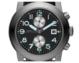 Marc Jacobs Larry Chronograph Black Dial Black Leather Strap Watch for Men - MBM5054