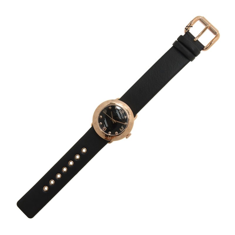 Marc Jacobs Amy Black Dial Black Leather Strap Watch for Women - MBM1225