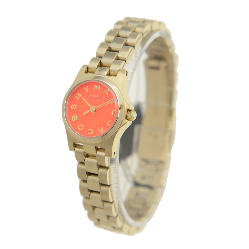 Marc Jacobs Henry Dinky Red Dial Gold Steel Strap Watch for Women - MBM3202