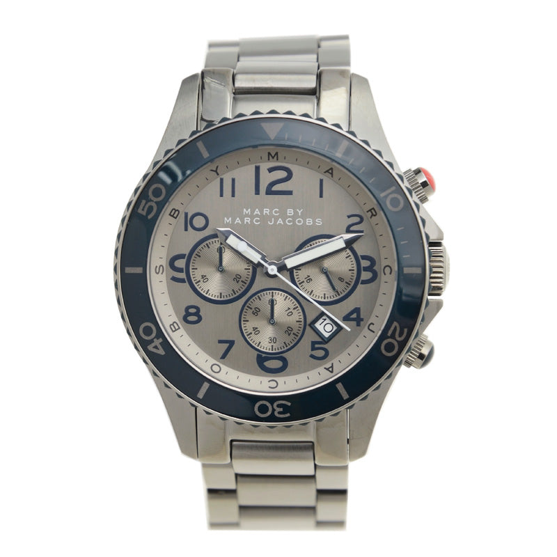 Marc Jacobs Rock Chronograph Silver Dial Silver Steel Strap Watch for Men - MBM5028