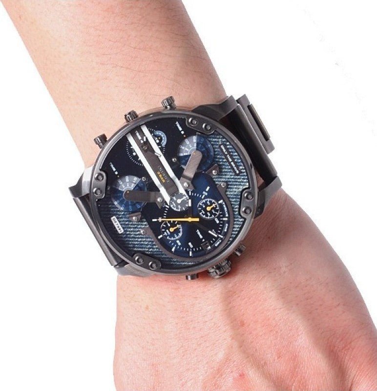Diesel Big Daddy 2.0 Chronograph Blue Dial Grey Steel Strap Watch For Men - DZ7331