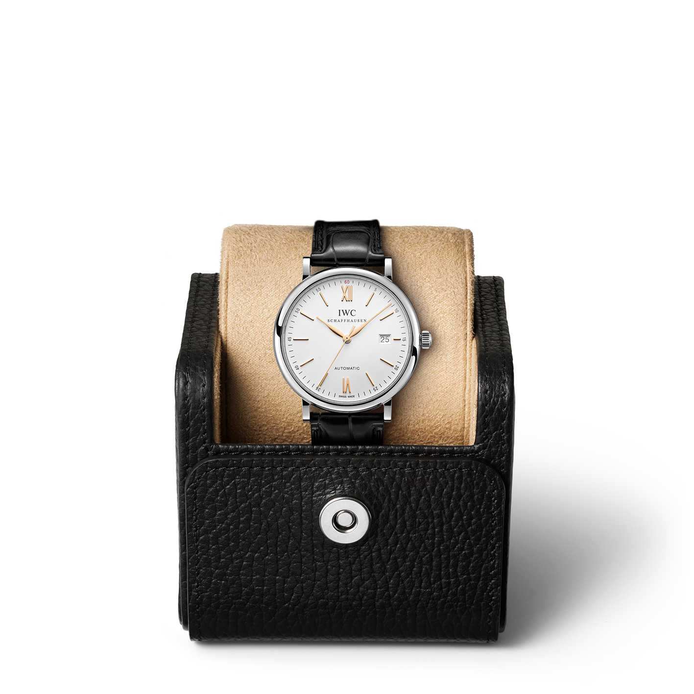 IWC Portofino Automatic White Dial Black Leather Strap Watch for Men - IW356517