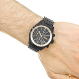 Hugo Boss Grand Prix Black Dial Black Steel Strap Watch for Men - 1513578