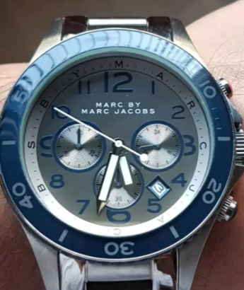 Marc Jacobs Rock Chronograph Silver Dial Silver Steel Strap Watch for Men - MBM5028