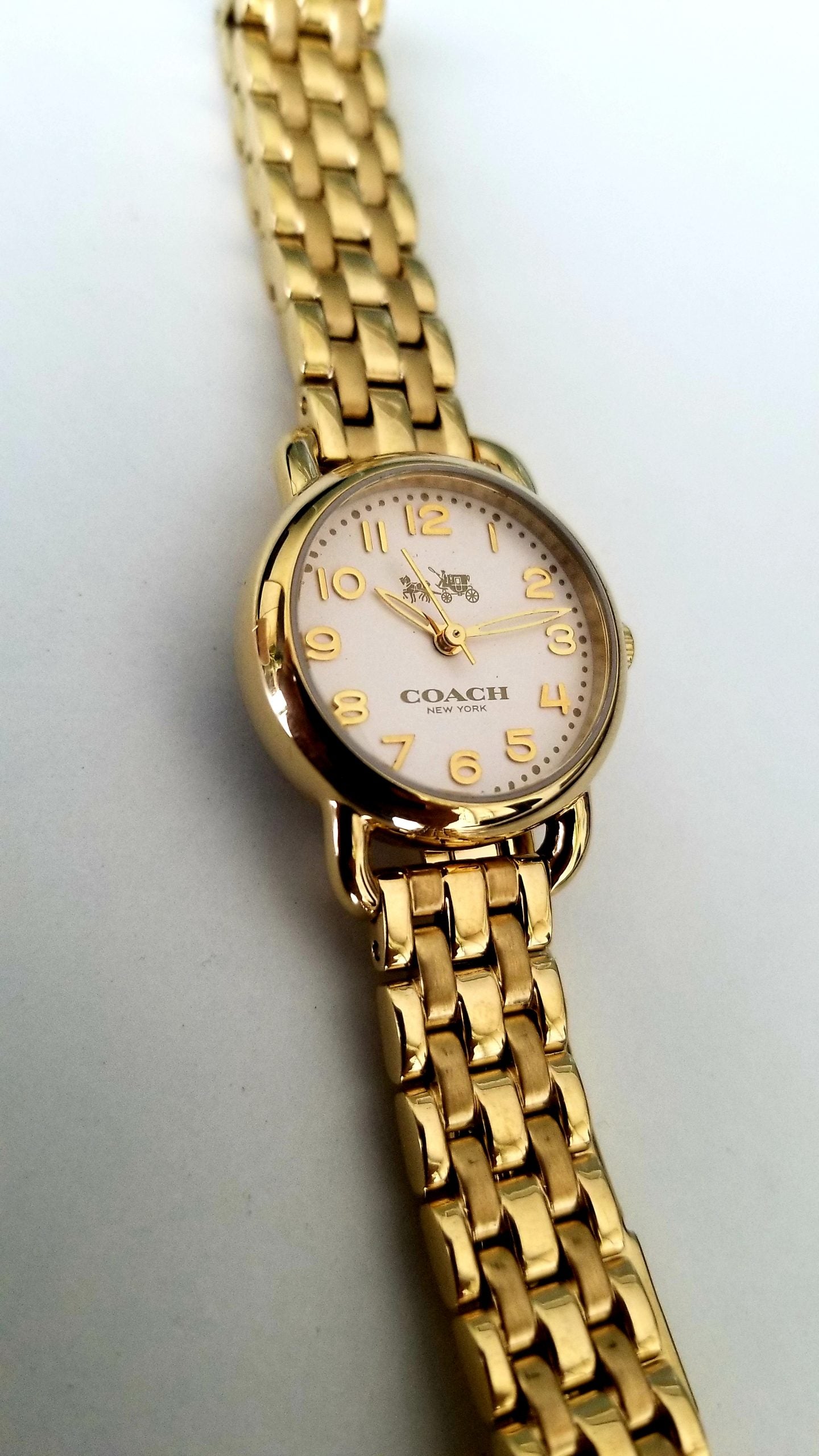 Coach Delancey White Dial Gold Steel Strap Watch for Women - 14502241