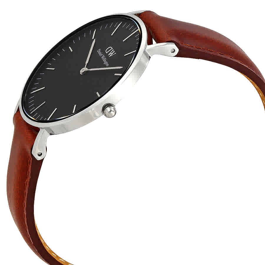 Daniel Wellington Classic Durham Black Dial Brown Leather Strap Watch For Women - DW00100142