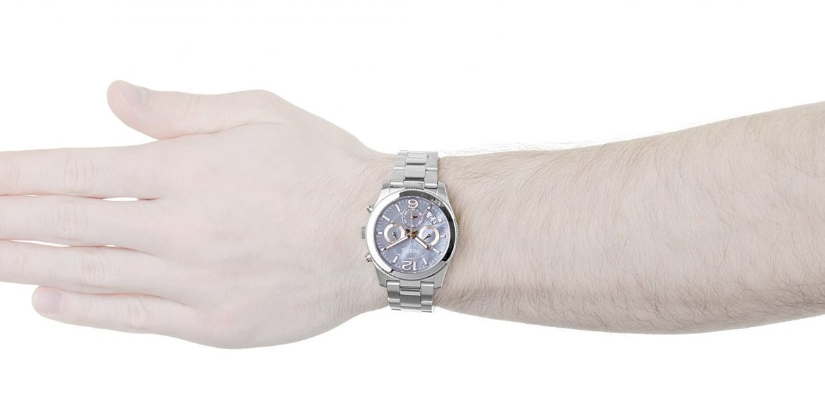 Fossil Perfect Boyfriend Mother of Pearl Blue Dial Silver Steel Strap Watch for Women - ES3880