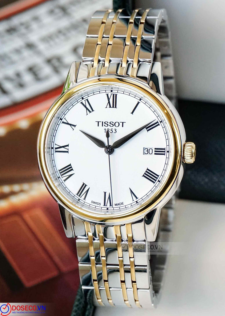 Tissot T Classic Carson Quartz White Dial Two Tone Steel Strap Watch for Men - T085.410.22.013.00