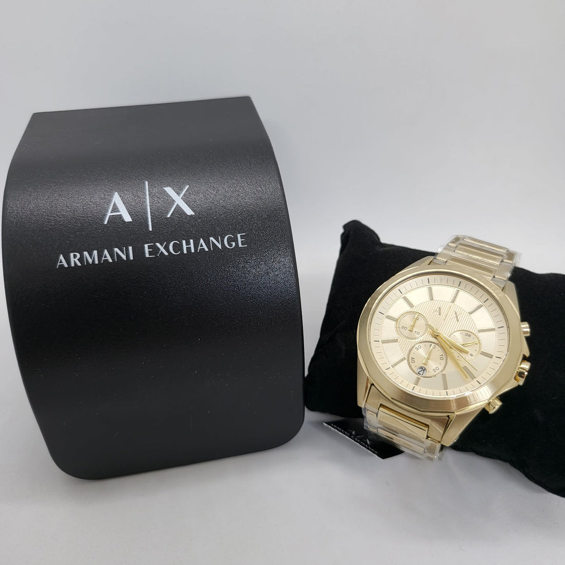 Armani Exchange Drexler Chronograph Gold Dial Gold Steel Strap Watch For Men - AX2602