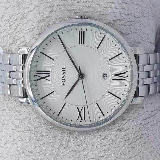 Fossil Jacqueline White Dial Silver Steel Strap Watch for Women - ES3698