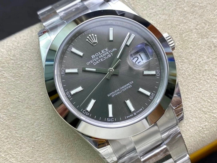 Rolex Datejust 41 Oyster Grey Dial Oystersteel Strap Watch for Men - M126300-0007