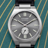 Citizen Tsuyosa Automatic Grey Dial Black Leather Strap Watch for Men - NK5010-01H