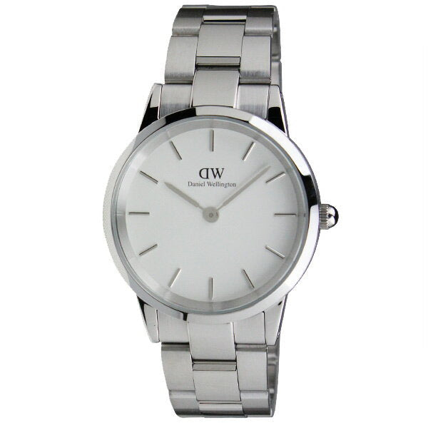 Daniel Wellington Iconic Link White Dial Silver Steel Strap Watch for Women - DW00100203