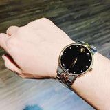 Movado Museum Classic Diamonds Black Dial Two Tone Steel Strap Watch For Men - 0606879