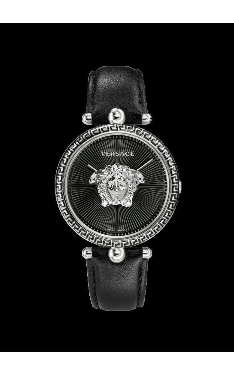 Versace Palazzo Empire Black Dial Black Leather Strap Watch for Women - VCO060017