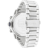 Tommy Hilfiger Troy Chronograph Blue Dial Silver Steel Strap Watch For Men - 1792104