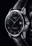 Tissot T Classic Luxury Powermatic 80 Black Dial Black Leather Strap Watch For Men - T086.408.16.051.00
